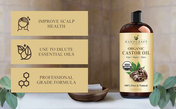 Handcraft Blends Organic Castor Oil - 16 Fl Oz - 100% Pure and Natural